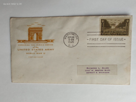 US FDC First Day of Issue Cover US ARMY WORLD WAR 2 Washington DC 1945 - £7.72 GBP