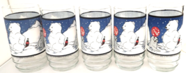 Coca-Cola Winter Baby Polar Bear and Seal Glasses 1997 Set of 5 Vintage - £29.21 GBP