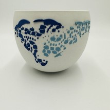 Danish Bowl Pottery Ceramic 1970s White Blue Collection Serveware - $85.50