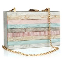 Multi-Colored Acrylic  Clutch Party Evening Bags Woman  Bags Marble  Evening Bag - £145.05 GBP