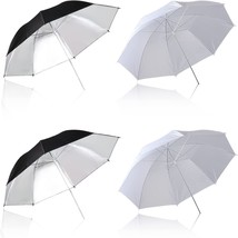 4 Pack Photography Umbrella Lighting Kit, 33Inch /43Inch Black &amp; Silver,... - £33.32 GBP