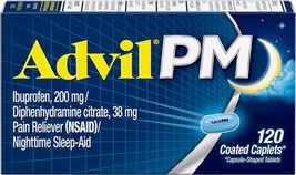 Advil PM (120 Count) Pain Reliever/Nighttime Sleep Aid Coated Caplet, 200mg Ibup - £64.73 GBP