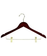 Only Hangers 17&quot; Flat Wooden Suit Hanger w/Clips (Walnut/Brass) Box of 50 - $102.25 CAD