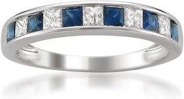 2.00 Ct Princess Cut Blue Sapphire Men&#39;s Wedding Ring 14k White Gold Finish - £95.89 GBP