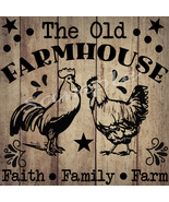 Printable Wall Art-Wood Background-The Old Farmhouse-Family-Farm-Chicken... - £3.88 GBP
