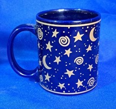 Cobalt Blue Celestial Moon Stars Swirls by Kane Ceramic Coffee Mug 10oz ... - $21.49