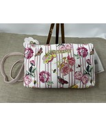 Betsey Johnson Double Zip Wristlet/Pouch Pink &amp; White Floral Print *read - $384.62 MXN