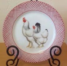 Haldon Devonshire #H Rooster Salad Plate Farm Hen Red Lattice Unused Per... - $44.87