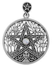 Jewelry Trends Sterling Silver Celtic Goddess Pentacle Pendant with Moonstone - £56.29 GBP