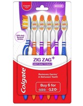 Colgate ZigZag Toothbrush Pack of6 Manual Toothbrushes Assorted Color Ne... - £7.07 GBP