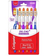 Colgate ZigZag Toothbrush Pack of6 Manual Toothbrushes Assorted Color Ne... - £7.17 GBP