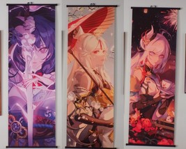 3 Japanese Anime Art Print Wall Hanging Scroll Decor Female Goddess Sexy Lot - £69.66 GBP