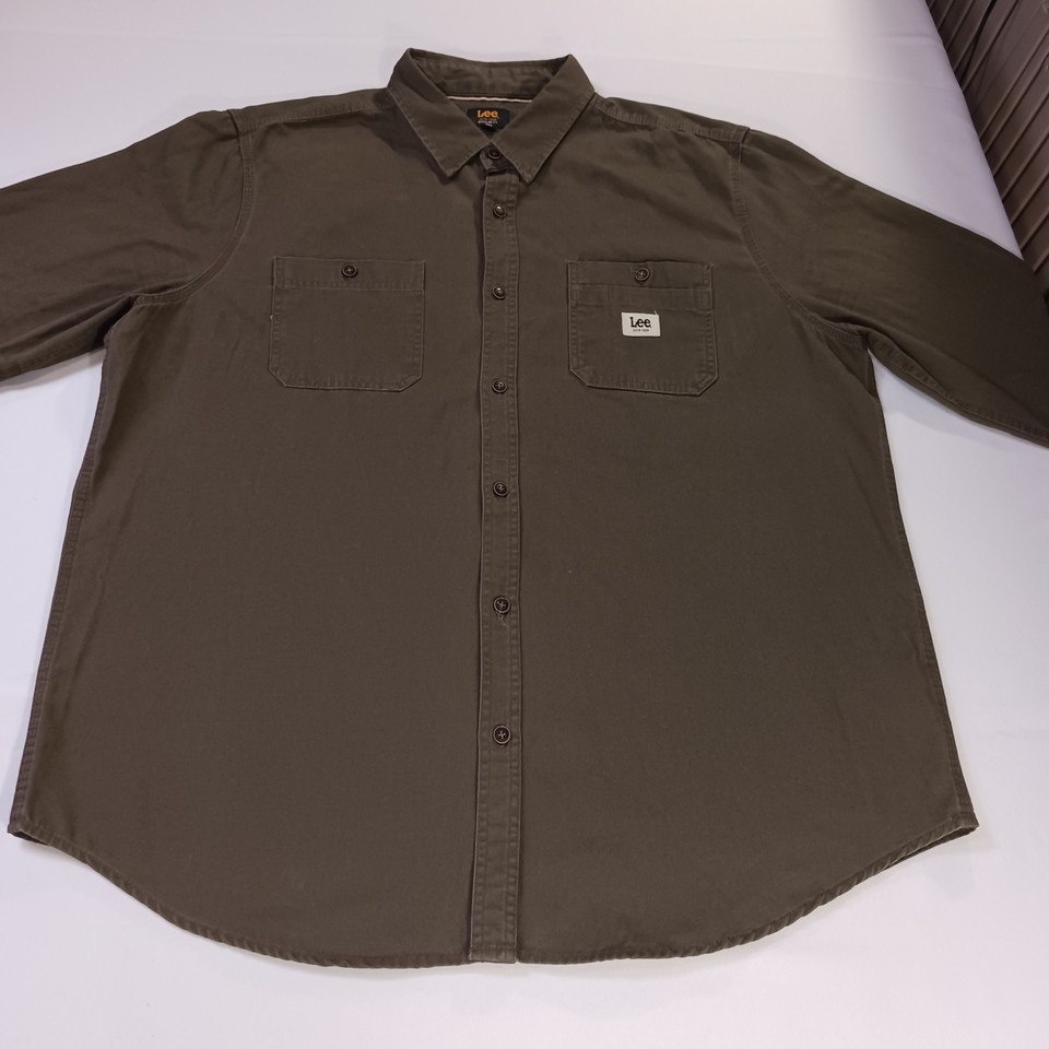 Lee Regular Fit RN#64866 Men's Green Cotton Long Sleeve Button Up Shirt Size 2XL Item image 9