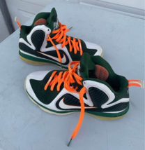 Size 10.5 - Nike LeBron 9 Miami Hurricanes - $89.10