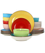 Elama Sebastian 24 Piece Double Bowl Stoneware Dinnerware Set in Assorted Color - €84,38 EUR