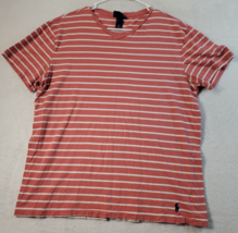 Polo Ralph Lauren Shirt Top Women Medium Red White Striped Short Sleeve V Neck - £11.78 GBP