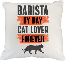 Make Your Mark Design Barista Cat Lover White Pillow Cover for Men or Women Prof - £19.54 GBP+