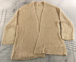 Eileen Fisher Cardigan Sweater Womens Large Beige Open Front Linen Blend... - $27.80