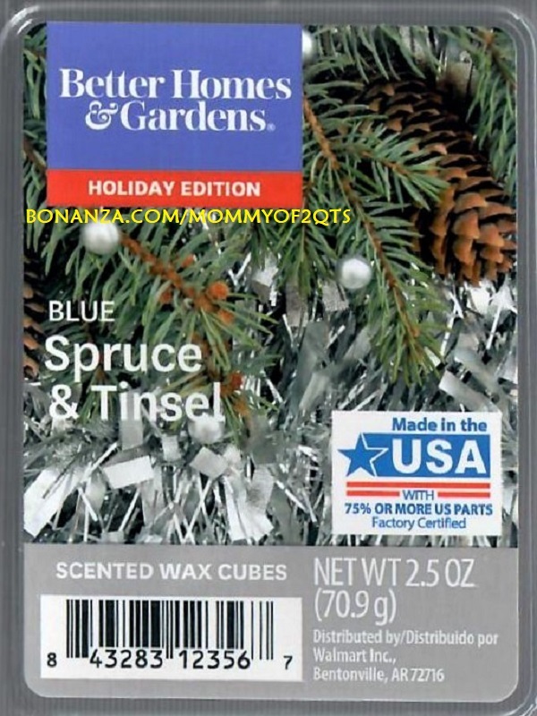 Primary image for Blue Spruce Tinsel Better Homes and Gardens Scented Wax Cubes Tarts Candle