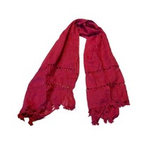 Fuschia Wide Shawl Wrap Head Covering Women’s Pink Scarf 26”x54” Vintage Fringe - £17.11 GBP