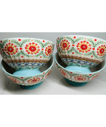 4 Footed Cereal Bowls POTTERS STUDIO Fine Ceramic Colorful Flowers Desig... - $65.82 CAD