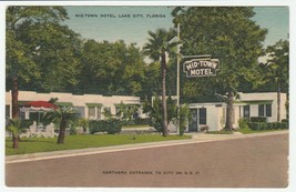 Vintage Postcard Mid-Town Motel Lake City Florida Unused Linen - £7.82 GBP