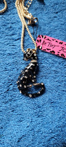 New Betsey Johnson Necklace Black Cat Rhinestone Halloween Collectible Decorate - £11.80 GBP