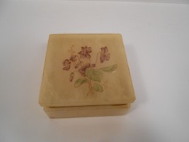 Vintage Hand Carved Genuine Alabaster Trinket Box Made in Italy/Hinged Lid - £11.19 GBP