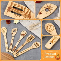 5pcs Halloween Spatula and Spoon Set: 3x BamBoo Spoons with 3D Embossing - $19.99