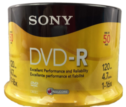 SONY DVD-R 50 Pack 120 Minutes 4.7 GB Blank Media Disc Sealed New - £18.15 GBP