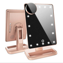 Touch Screen Makeup Mirror With 20 LED Light Bluetooth Music Speaker 10X Magnify - £51.83 GBP