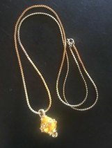 Vintage Monet Signed Goldtone S Chain w Yellow Enamel Ball Pendant Necklace ––  - £8.88 GBP