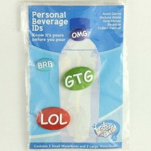 Beverage Tags Reusable Water Buds Personal Bottle Charms OMG LOL BRB GTG Novelty