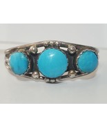 Navajo Turquoise bracelet Sterling Silver Native American artist Fred Pe... - £174.23 GBP