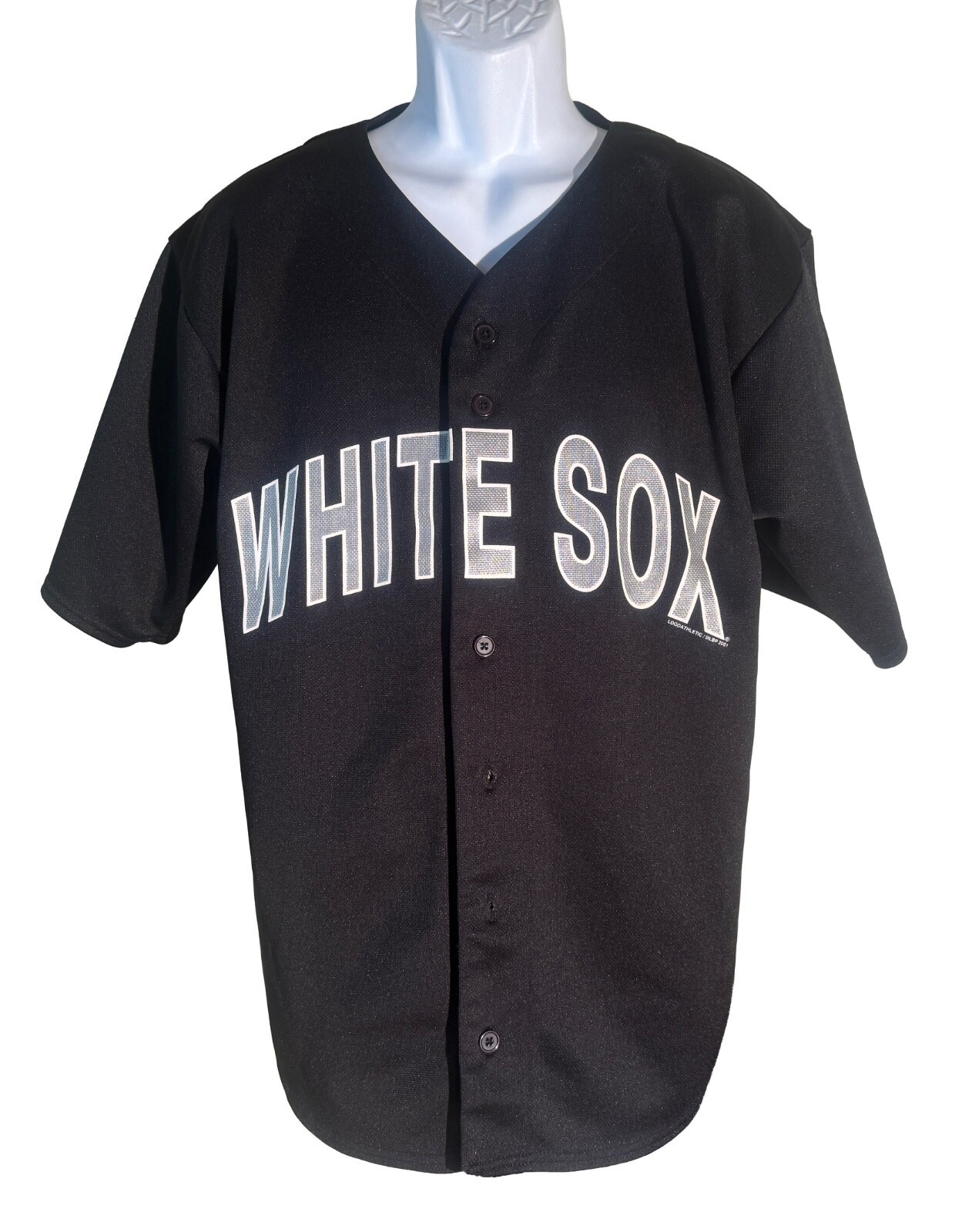 Logoathletic Chicago White Sox Short Sleeve Button Down Jersey Black Medium - $16.52