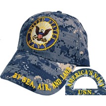 CP00215 United States Navy Logo Digital Camo Hat Cap USN &quot;By Sea, Air, a... - £11.22 GBP