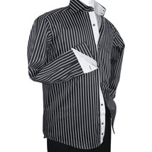 Men Shirt J.Valintin Turkey-Usa 100% Egyption Cotton High Collar 1594-14 Black image 3