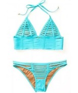 NWT Beach Bunny Hard Summer Long Line Bikini Top XS &amp; Skimpy Bottom S Aq... - $177.78 CAD