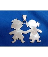Large 925 Sterling Silver Children Playing Pendant Free Shipping - $63.03 CAD