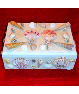 Beautifully handcrafted Beach shell white glitter trinket box 6 x 4in - $52.91 CAD