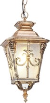Outdoor Lantern Pendant Light Fixture Vintage Glass Porch Hanging Aluminum Metal - £73.92 GBP