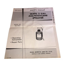 SEARS, Roebuck 2 Gal. Polyethylene Sprayer Vintage Owners Manual - £5.32 GBP