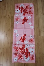 Vtg Vera Neumann Pink Floral Acetate Rectangle Scarf Japan 14x43 - $32.30
