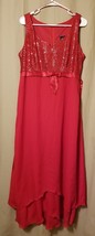 Molly Malloy -Red Sequined Sleeveless Maxi Flutter Hem Dress Size 14   B23 - £15.12 GBP