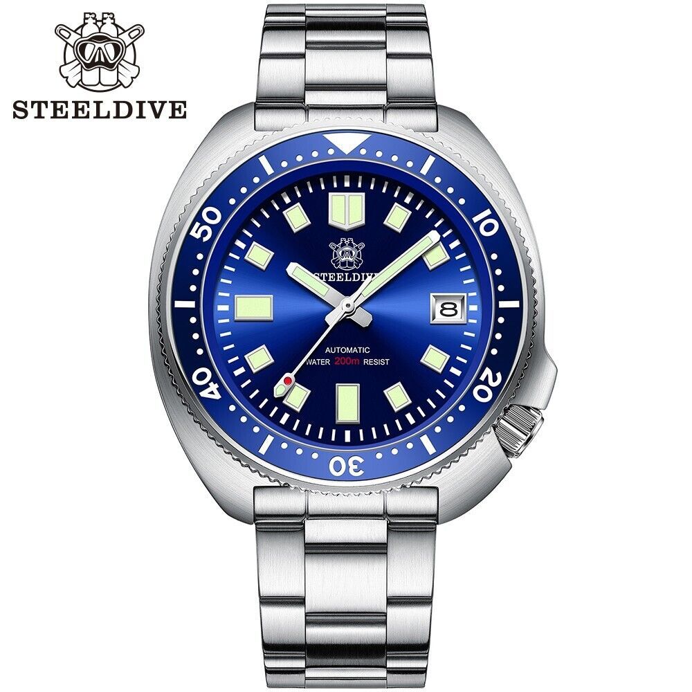 Steeldive SD1970 Captain Willard 6105 Automatic Diver Watch Seiko NH35 Blue - $124.15