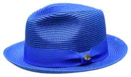 Men's Bently Semi Crushable Fedora Briad Straw Hat Leonardo LE237 Royal Blue image 6