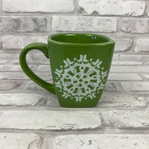 Starbucks Green Square Shaped Holiday Christmas Snowflake Coffee Mug  - £10.70 GBP