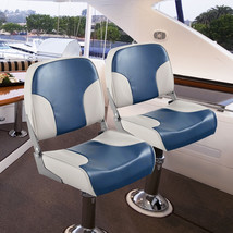2 Pcs Low Back Boat Seat Set Folding Fishing Seat With Sponge Padding - £138.45 GBP