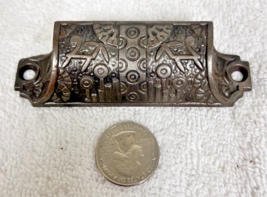 Antique Victorian Cast Iron Cabinet Drawer Bin Pull Ornate Art Nouveau T... - $24.26