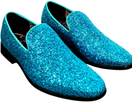 Enzo Romero men&#39;s SPK04 Vintage Sapphire Glitter Slip-on Tuxedo Shoes si... - $574.84 MXN